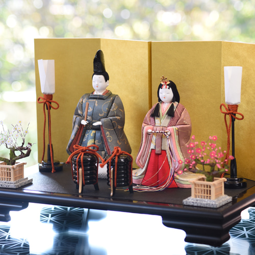 古布ちりめん木目込人形\"陽光立雛 古布ちりめん木目込人形