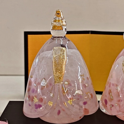 雛人形 お雛様 置物 ガラス 桃の節句 1点物現品 小桜 屏風付 ひな人形