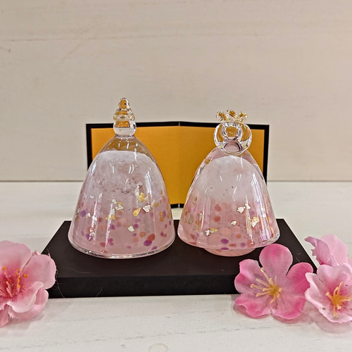 雛人形 お雛様 置物 ガラス 桃の節句 1点物現品 小桜 屏風付 ひな人形