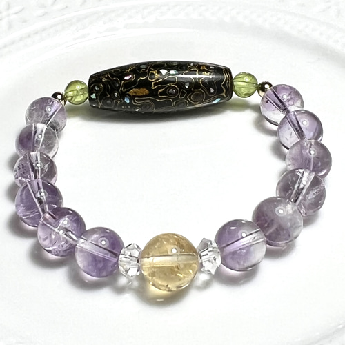 レア！天然石天珠漆塗りブレスレット