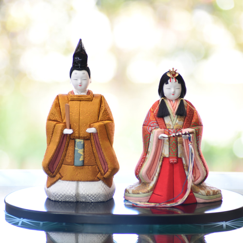 木目込み雛人形2体 木目込み人形 雛人形 【陽光雛】（黄櫨染） ひな人形・雛飾り 有松人形