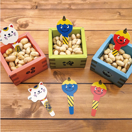 ♡おすそ分けセット♡ カラフル ミニ枡セット［フードピック付］ 節分 福豆小分け容器 お椀