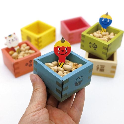 カラフル ミニ枡セット［フードピック付］ 節分 福豆小分け容器 お椀
