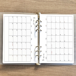 A5サイズ シンプル日付入りカレンダー 罫線入り システム手帳リフィル ルーズリーフ 3枚目の画像