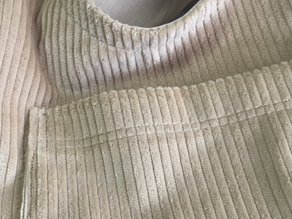 APRON VEST CORDUROY c/# L.beige 被りタイプ コーデュロイ エプロンベスト ライトベージュ 6枚目の画像