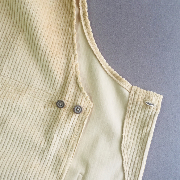 APRON VEST CORDUROY c/# L.beige 被りタイプ コーデュロイ エプロンベスト ライトベージュ 9枚目の画像