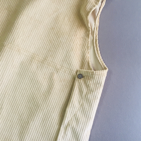 APRON VEST CORDUROY c/# L.beige 被りタイプ コーデュロイ エプロンベスト ライトベージュ 7枚目の画像