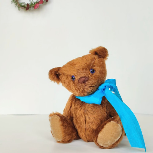 青い瞳のテディベア ココナッツブラウン 20cm ぬいぐるみ Realwood