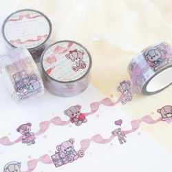 PETテープ (透明マスキングテープ) 刺繍テディベア1 1枚目の画像