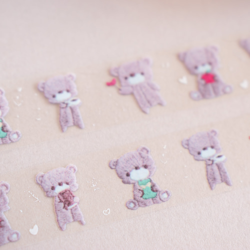PETテープ (透明マスキングテープ) 刺繍テディベア2 マスキング