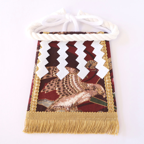 こだわり・小】ワンちゃん化粧まわし《飛翔する鷹と富士山・赤