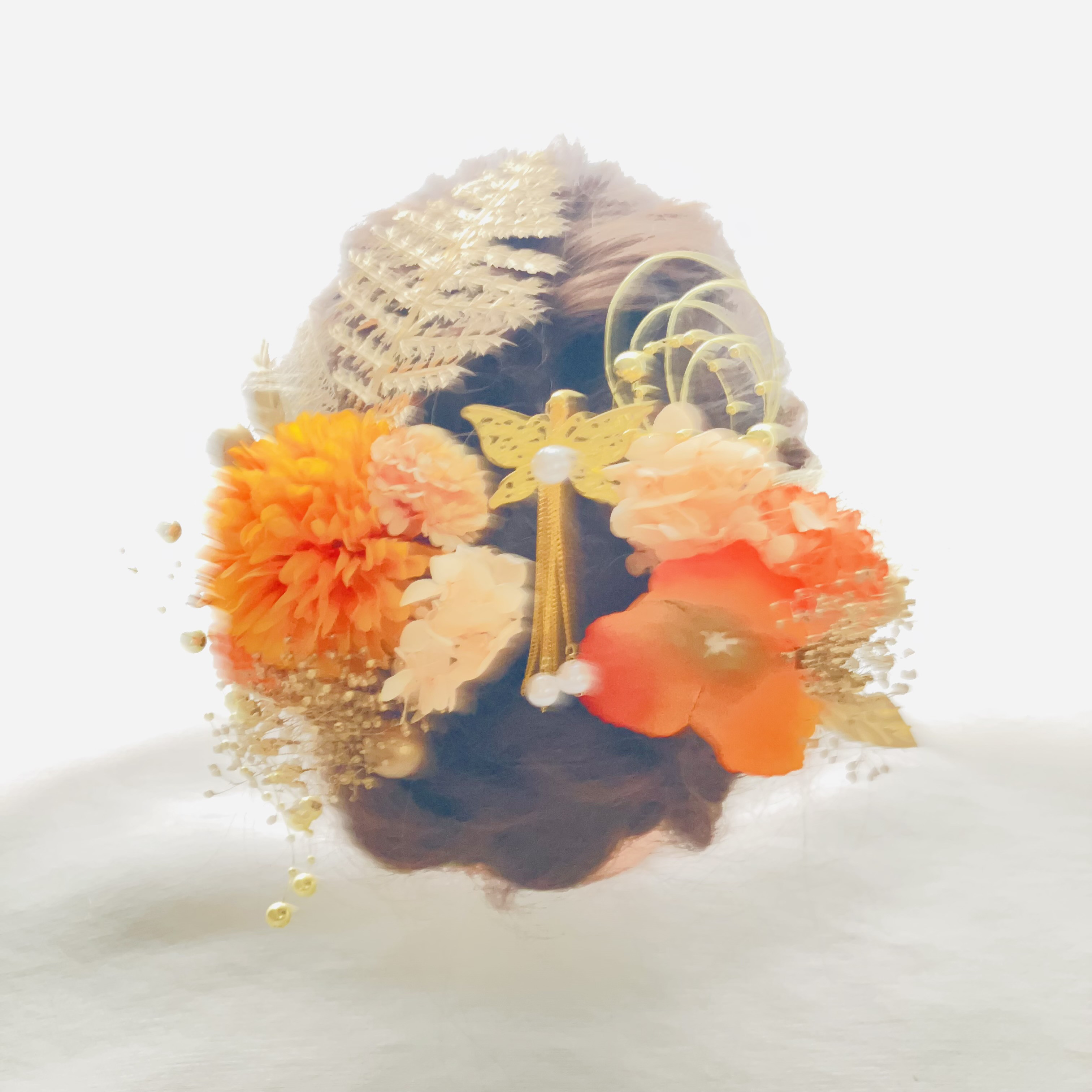 揺れるパール簪【卒業式髪飾り】【結婚式髪飾り】【成人式髪飾り】【ウェディング】簪　水引　金箔　振袖　袴　チュール　成人式