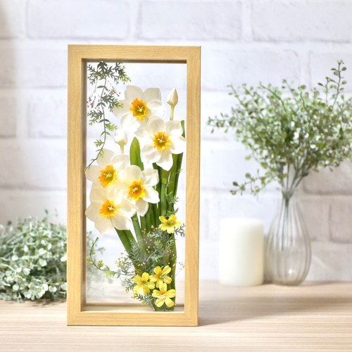 風に揺れる水仙✳︎フレームアレンジメント アートフラワー nozomi