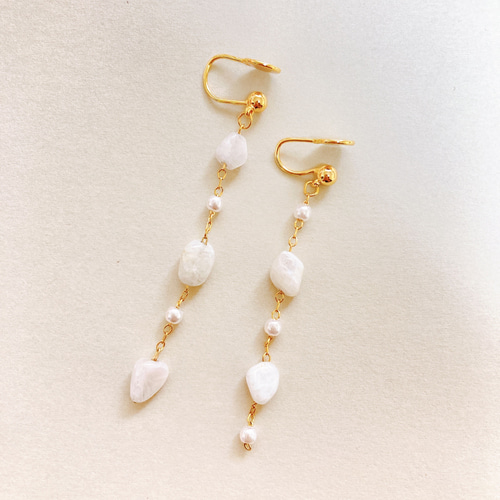 天然石 ハンドメイドイヤリング ピアス イヤリング・ノンホールピアス