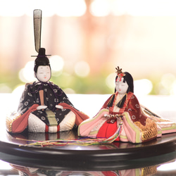 雛飾り　木目込み人形 雛人形 コンパクト 木目込み人形飾り ケース飾り 親王飾り 角田勝俊作