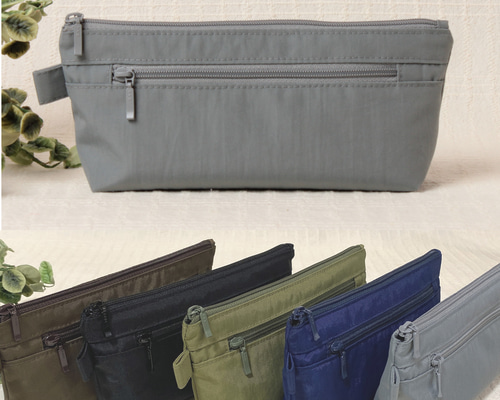ペンケース【グレー】 撥水加工 ナイロン ポーチ マルチケース ペン