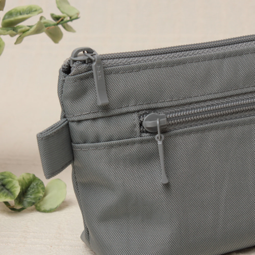 ペンケース【グレー】 撥水加工 ナイロン ポーチ マルチケース ペン