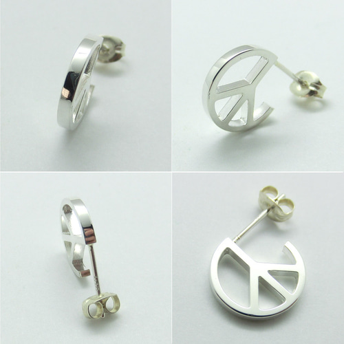 受注生産商品 片耳/片耳 ピースマークピアス シルバー925 ピアス