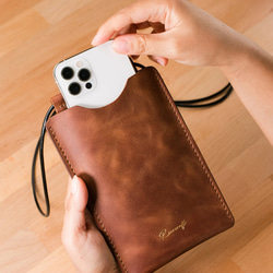 本革 レザースマホポーチ/ポシェット/ショルダーバッグ スマホ