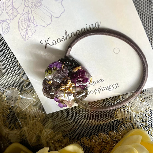 2色フラワーレジンヘアゴム