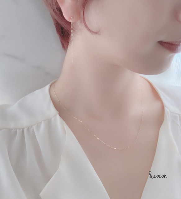 【モルガナイト】新⭐︎4月誕生石✴︎2way K10YG New Simple Necklace 8枚目の画像