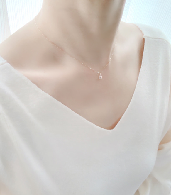 【モルガナイト】新⭐︎4月誕生石✴︎2way K10YG New Simple Necklace 2枚目の画像