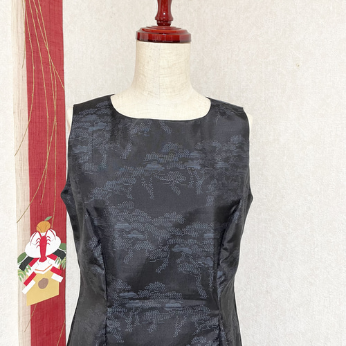 大島紬プリンセスラインワンピース 初凪 着物リメイク ワンピース