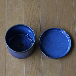 青色の陶器の植木鉢 (つやあり) (ずんどうタイプ) 4枚目の画像
