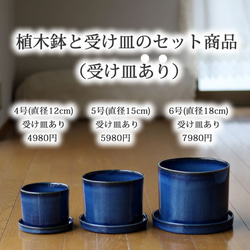 青色の陶器の植木鉢 (つやあり) (ずんどうタイプ) 6枚目の画像