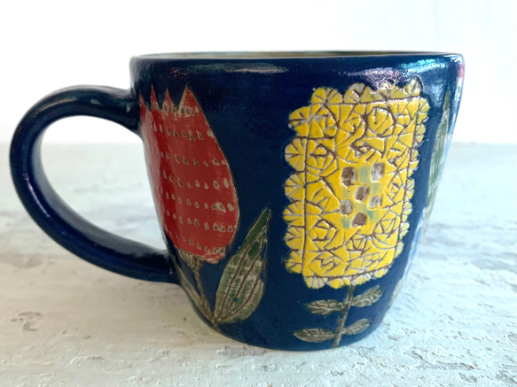 Yancai Huahua Confluence陶器コーヒーマグ_Pottery Mug 2枚目の画像