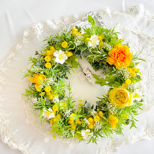 ミモザハンドメイド2023 春色新作2023 ＊優しいグリーンとアーティ  