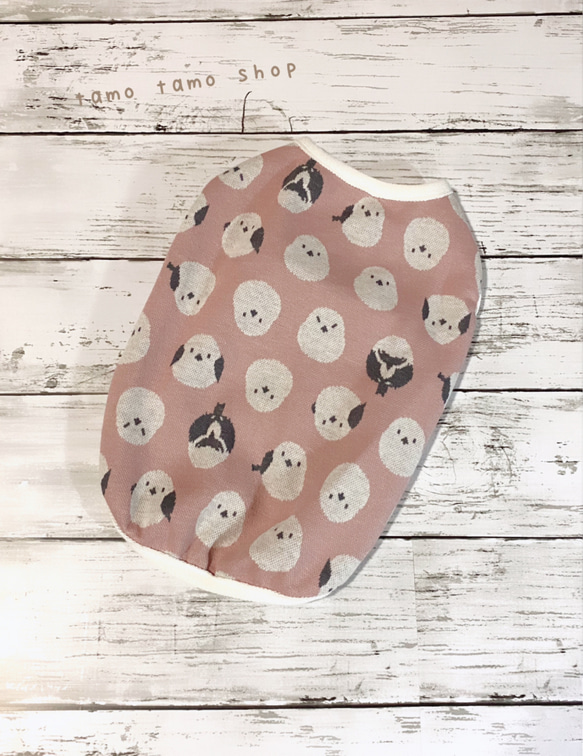 送料無料♡シマエナガ柄タンク ピンク 桃色 犬服 XXS〜 ドッグウェア