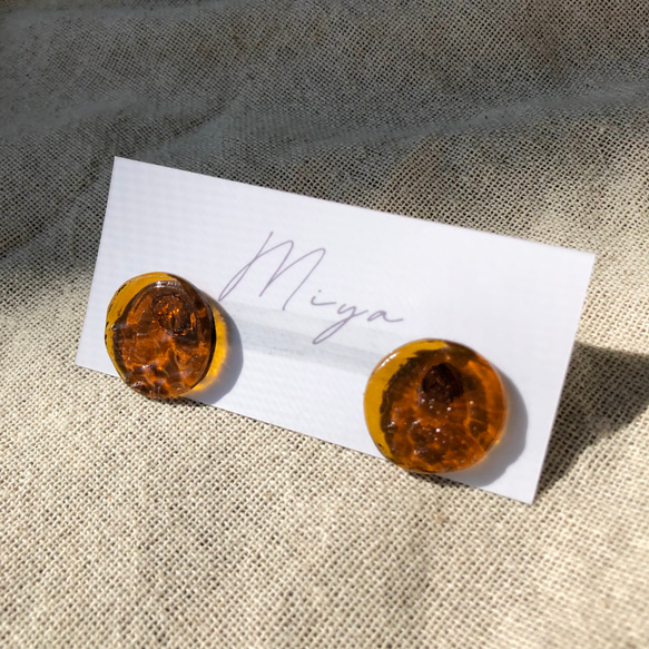 ハンドメイド ガラス製 四角形皿 アンバー銅入り 【公式通販】