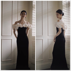 バイカラー オフショルダー パーティドレス ドレス ウララ — 花嫁の夢