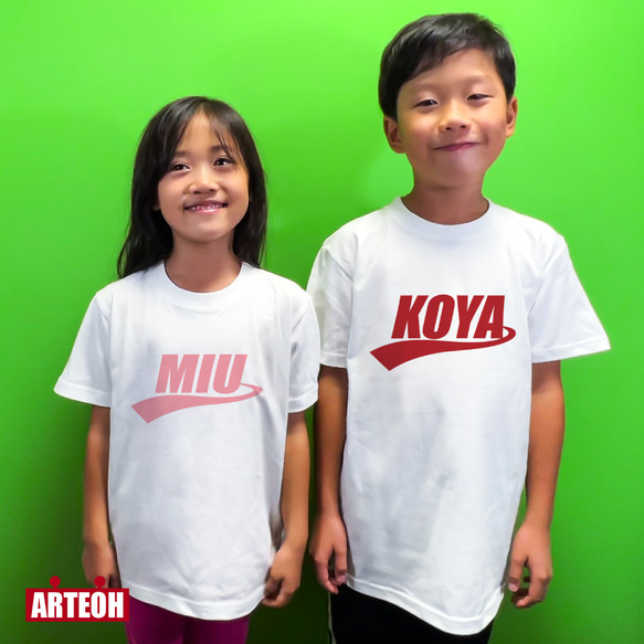 名前入り  Tシャツ  子供服 名入れTシャツ  スポーティ  チーム ギフト プレゼント 出産祝い 名入れギフト 3枚目の画像