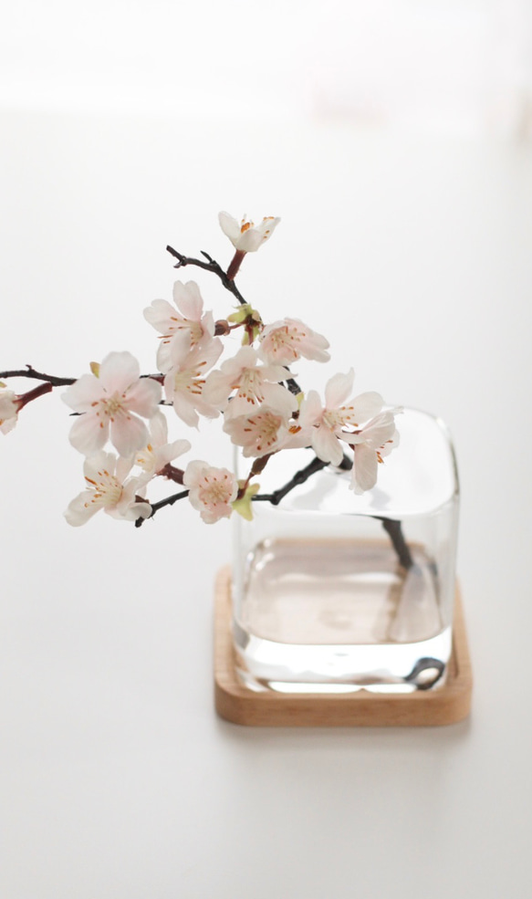 ⭐︎新作⭐︎ 心惹かれる桜　木製トレー付きインテリアフラワー　マジカルウォーターアレンジ　 4枚目の画像