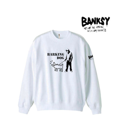 【M～2XL】バンクシー8.4oz★犬と散歩袖プリントトレーナー男女兼用banksy送料無料・新品 3枚目の画像