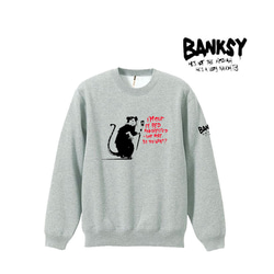 【M～2XL】バンクシー8.4oz★杖を持ったネズミ袖プリントトレーナー男女兼用banksy送料無料・新品 2枚目の画像