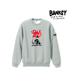 【M～2XL】バンクシー8.4oz★gangsta袖プリントトレーナー男女兼用banksy送料無料・新品 3枚目の画像