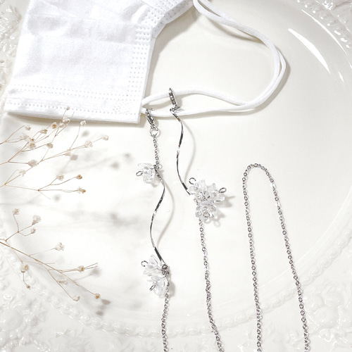 ♪❤️ 鈴蘭　スズラン　パール　ガラスビーズ　マスクチェーン　メガネチェーン ♪439❤️ 鈴蘭 スズラン パール ガラスビーズ マスクチェーン メガネ