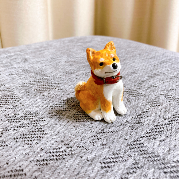 柴犬　ミニチュア　犬　置物　フィギュア　オブジェ　粘土 3枚目の画像