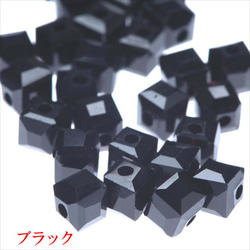 立方體玻璃珠 4.5mm 30顆 ★黑色 ★Square square cut beads (garascutc5) 第1張的照片