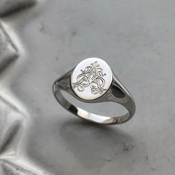 [K10] オーバルS シグネットリング 結婚指輪 イニシャル ペアリング 出産記念 ベビーリング 10枚目の画像