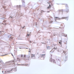 立方體玻璃珠 4.5mm 30顆 ★AB粉色 ★Square square cut beads (garascutc5) 第2張的照片