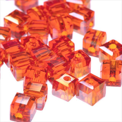 立方體玻璃珠 4.5mm 30顆 ★AB橙 ★Square square cut beads (garascutc5) 第2張的照片