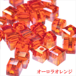 立方體玻璃珠 4.5mm 30顆 ★AB橙 ★Square square cut beads (garascutc5) 第1張的照片