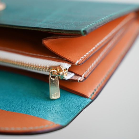 flap long wallet [ Turquoise green ] フラップロングウォレット 長財布 9枚目の画像