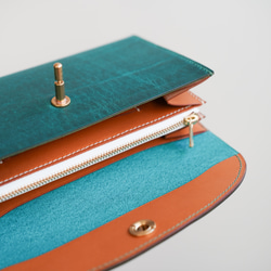 flap long wallet [ Turquoise green ] フラップロングウォレット 長財布 10枚目の画像