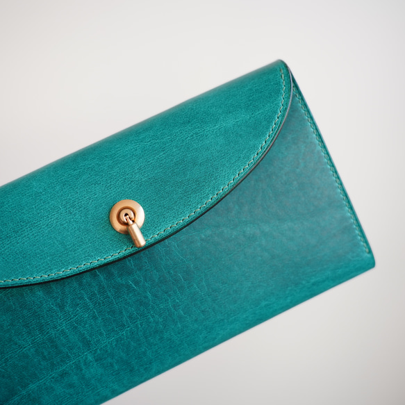 flap long wallet [ Turquoise green ] フラップロングウォレット 長財布 3枚目の画像