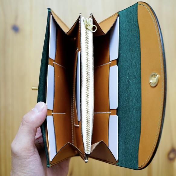 flap long wallet [ Turquoise green ] フラップロングウォレット 長財布 12枚目の画像